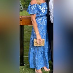 Shoshanna Blue Metallic Ruffle